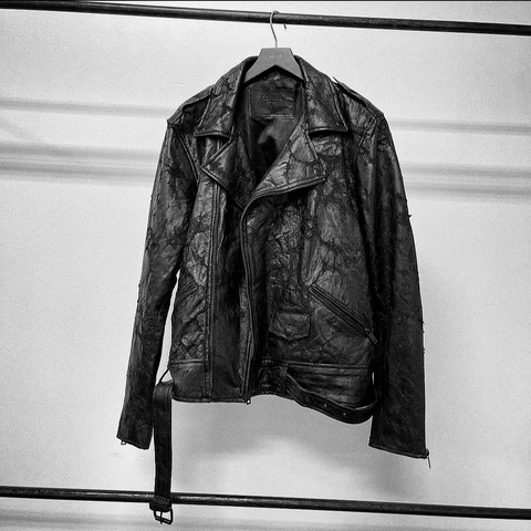 Kollar Slashed Leather Jacket Black