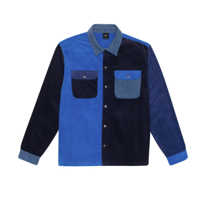 Cord Block Longsleeve Overshirt Blue Huf